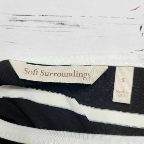 Soft Surroundings Dulcie Top Short Ruffle Bell Sleeves Black White Stripe Small - Picture 5 of 7